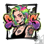 Tat tattoo sketch, alternative model with neo… – style Flux Inscriptions – tattoo sketch (28.12.2025 13:18)