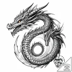 Aurora dragon flying through sky, tattoo sket… – style Jaeger Mini – tattoo sketch (28.12.2025 14:57)