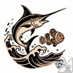 Eskiz.to, tattoo sketch, marlin and nemo jump… – style Flux Inscriptions – tattoo sketch (28.12.2025 17:57)
