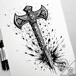 Tattoo sketch a pixelated sword or axe emergi… – style Jaeger Simple – tattoo sketch (28.12.2025 18:16)