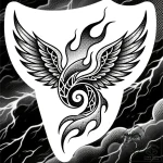 Flaming wings spiraling through storm, tattoo… – style Flux Inscriptions – tattoo sketch (28.12.2025 19:17)