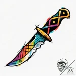 нож, tattoo flash sheet design, on a clean wh… – style Flux Inscriptions – tattoo sketch (28.12.2025 20:37)