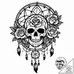 Tattoo design a dreamcatcher with shadowy fea… – style Jaeger Mini – tattoo sketch (29.12.2025 01:16)