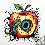 Apple rotting with worms, tattoo flash sheet… – style Jaeger Simple – tattoo sketch (29.12.2025 08:56)