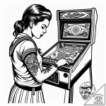 A person playing pinball in a retro arcade.,… – style Jaeger Simple – tattoo sketch (29.12.2025 12:56)