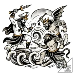 Tat tattoo sketch, epic battle between gods a… – style Flux Inscriptions – tattoo sketch (29.12.2025 15:17)