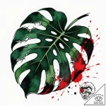 Tat tattoo sketch, deep green monstera leaf w… – style Flux Inscriptions – tattoo sketch (29.12.2025 19:17)