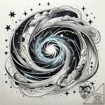 Tattoo sketch, swirling galaxy with nebula cl… – style Jaeger Simple – tattoo sketch (29.12.2025 19:37)