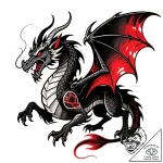 Tat tattoo sketch, nimona’s dragon form emerg… – style Flux Inscriptions – tattoo sketch (29.12.2025 21:37)