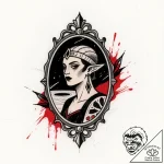 Oracle mirror reflecting void, tattoo sketch… – style Flux Inscriptions – tattoo sketch (30.12.2025 00:17)