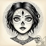 Tattoo sketch, coraline eyes glowing with cou… – style Jaeger Simple – tattoo sketch (30.12.2025 01:57)