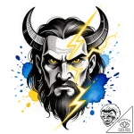 Tattoo design: perun’s face, half-shadowed, h… – style Flux Inscriptions – tattoo sketch (30.12.2025 05:37)