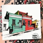 The colorful houses of bo-kaap in cape town,… – style Flux Inscriptions – tattoo sketch (30.12.2025 06:57)