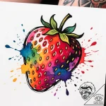 клубника, ink illustration for tattoo, waterc… – style Flux Inscriptions – tattoo sketch (30.12.2025 14:57)