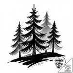 ёлки, tattoo line art, on a clean white paper… – style Flux Inscriptions – tattoo sketch (30.12.2025 16:17)