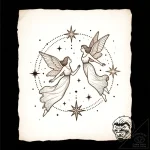 Tattoo design a dreamlike scene of two figure… – style Flux Inscriptions – tattoo sketch (30.12.2025 20:17)