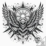 Night wings tearing through stars, concept ar… – style Jaeger Simple – tattoo sketch (30.12.2025 21:56)