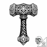 Thor’s hammer, tattoo line art, blackwork tat… – style Jaeger Mini – tattoo sketch (30.12.2025 22:16)