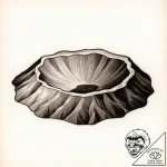 A view of a volcanic crater from the rim., co… – style Flux Inscriptions – tattoo sketch (01.01.2026 22:37)