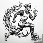 Tat tattoo sketch, athlete running through bu… – style Jaeger Simple – tattoo sketch (02.01.2026 00:16)