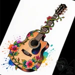 Tattoo sketch, vintage acoustic guitar with i… – style Flux Inscriptions – tattoo sketch (02.01.2026 02:37)