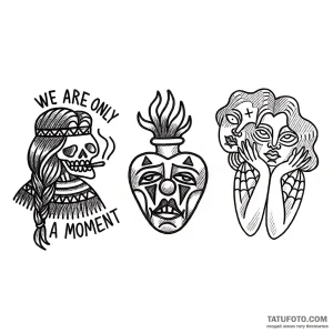 Tattoo Sketch: Day of the Dead Skull & Dual Faces – Мастер №1 – 05.05.2026 18-19
