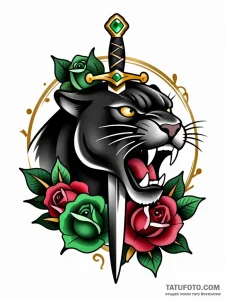 Neo-Traditional Panther & Dagger Tattoo Sketch – Мастер №5 – 13.09.2026 19-32
