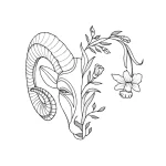Aries Ram Tattoo Sketch with Delicate Flowers – 13.09.2026 22-45