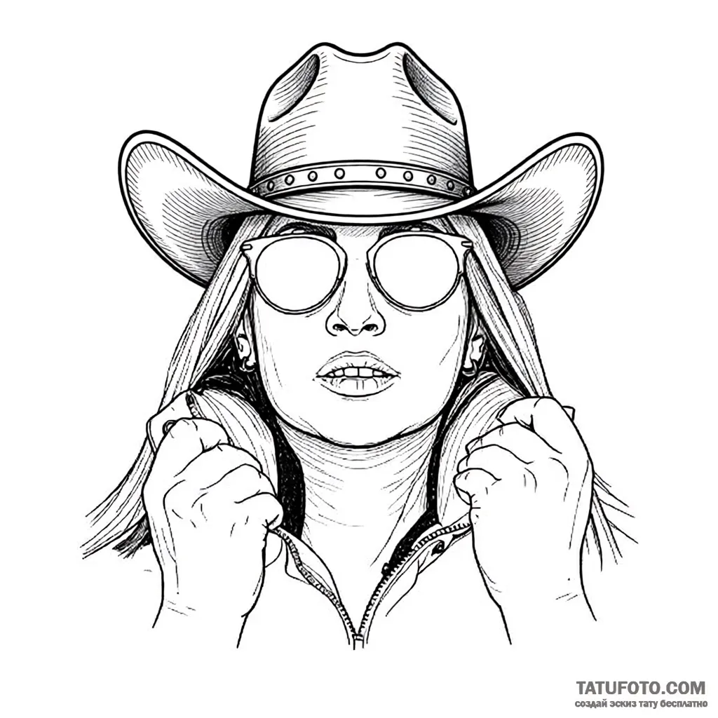 Cowgirl Portrait Tattoo Sketch in Fine Line Graphics – Мастер №5 – 30.10.2026 09-04